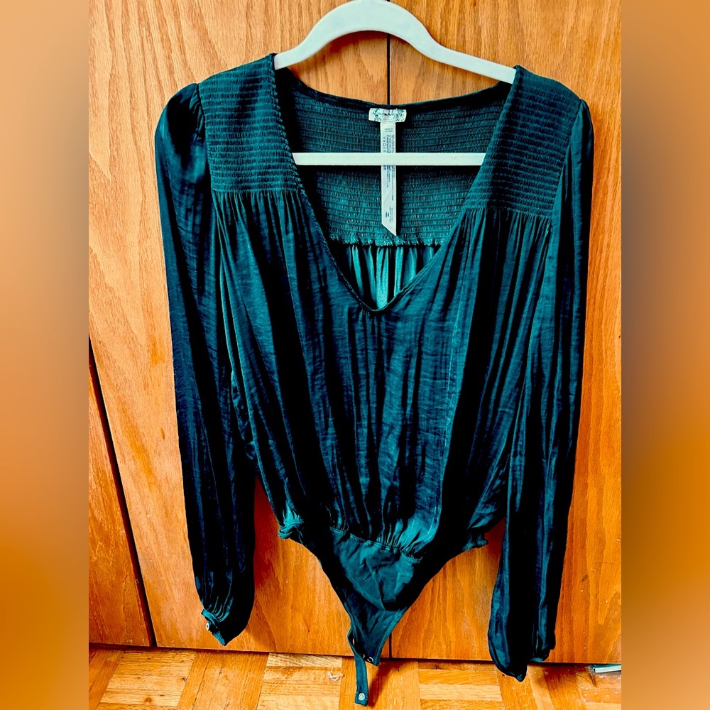 Forest green Free People bodysuit blouse, Small